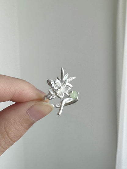 Spring Prelude | Bamboo Shadow & Blossom Ripple Ring (Y2K Limited)