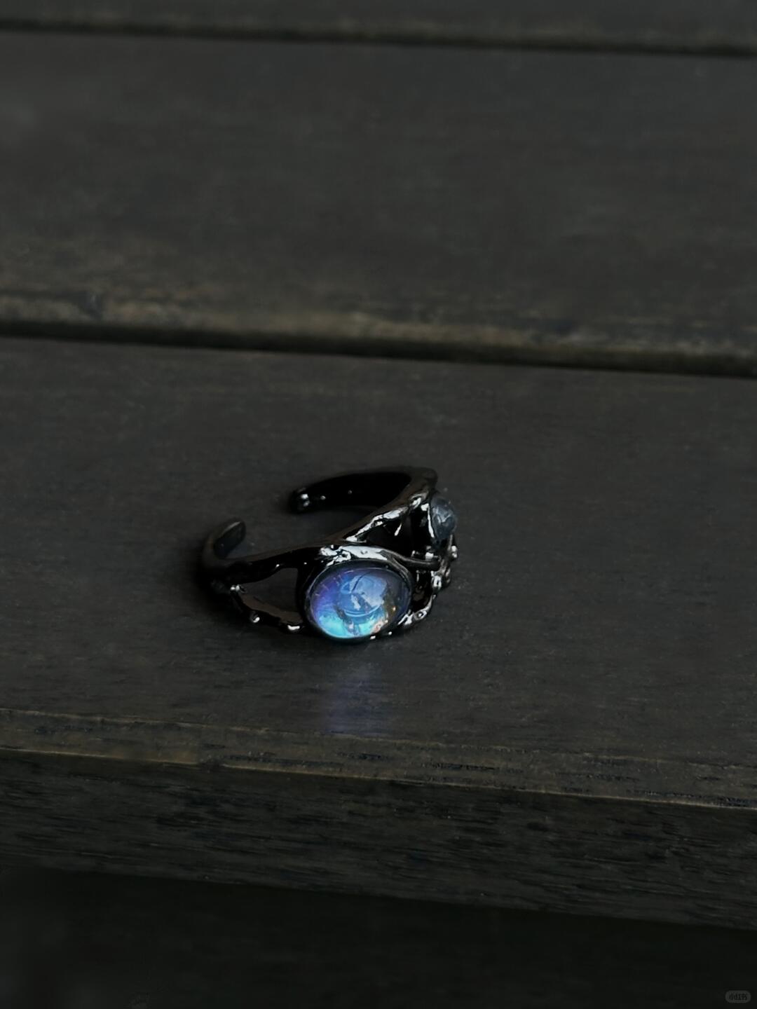 Blue Moon Glass Dream | Azure Lunar Glass Ring (Y2K Limited)