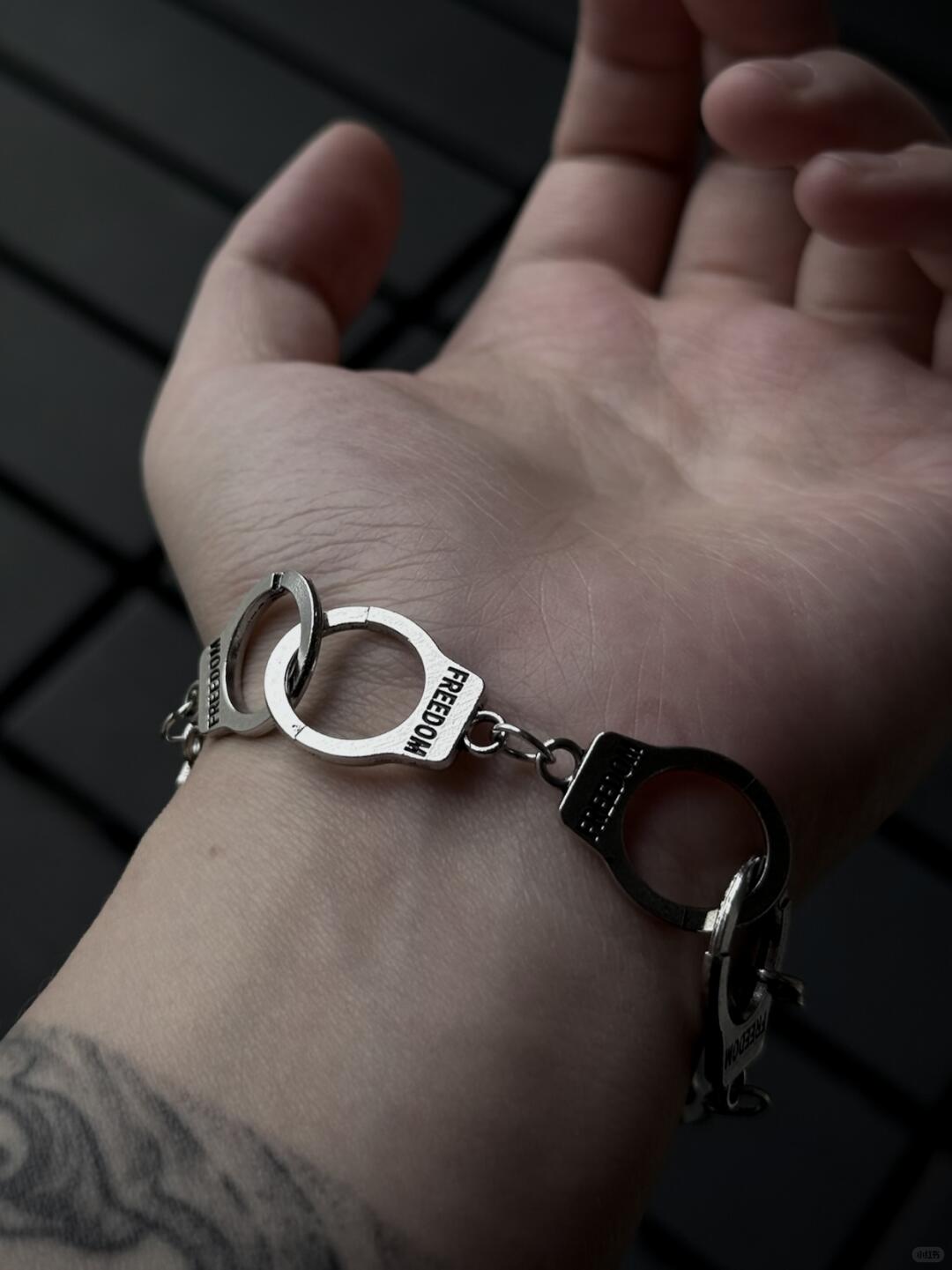 Freedom Handcuff Bracelet | Cold Aesthetic Double-Cuff Chain for Subtle Rebels