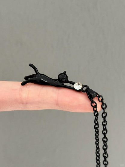 Shiny Stone Necklace | Playful Feline Charm (Limited Edition)
