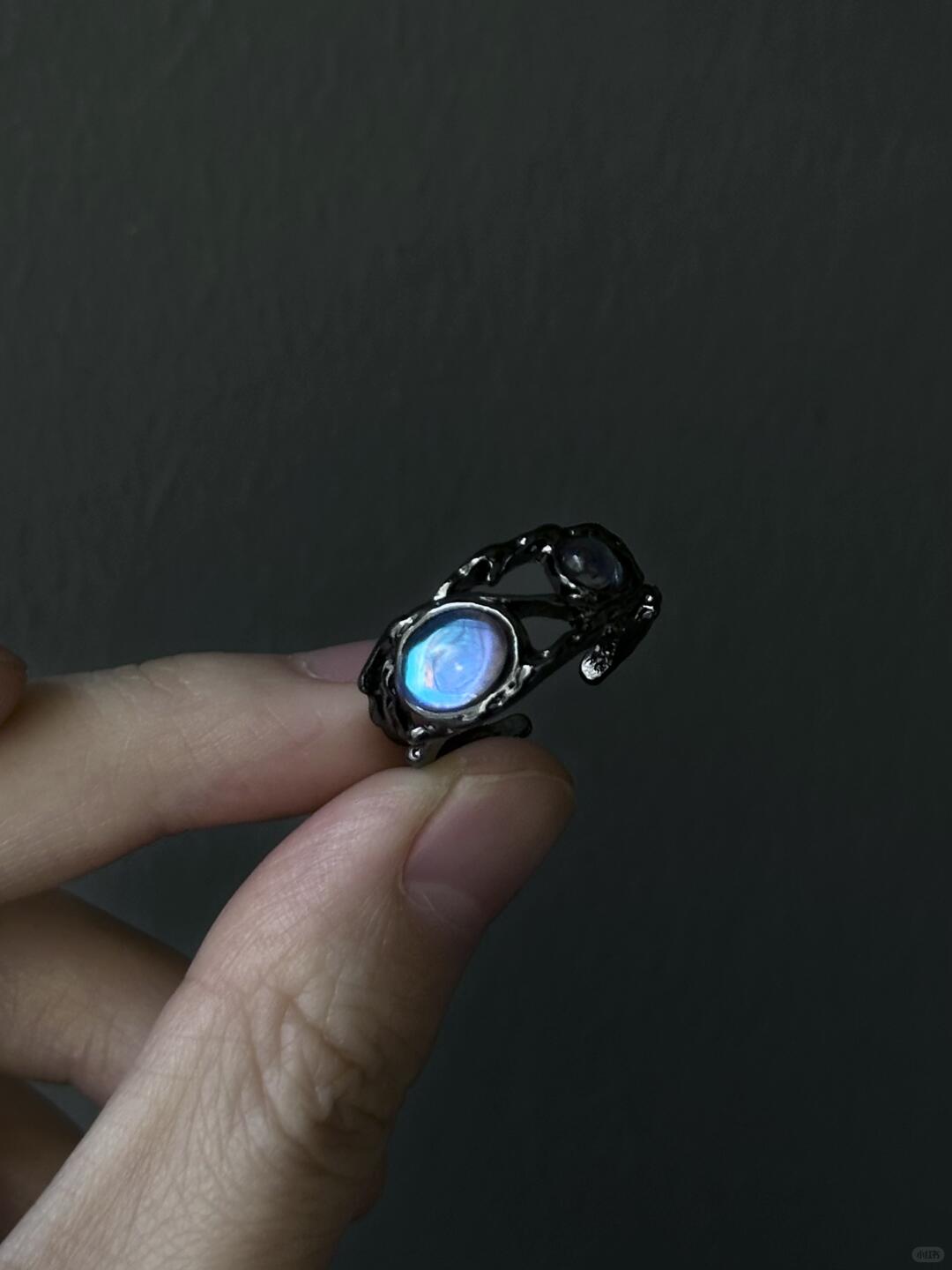 Blue Moon Glass Dream | Azure Lunar Glass Ring (Y2K Limited)