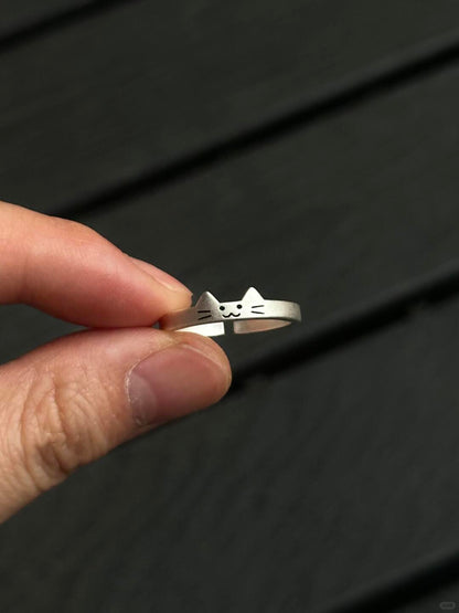 The World Is Torn, But We Sew It Back | Cat & Dog Couple Rings in Sterling Silver