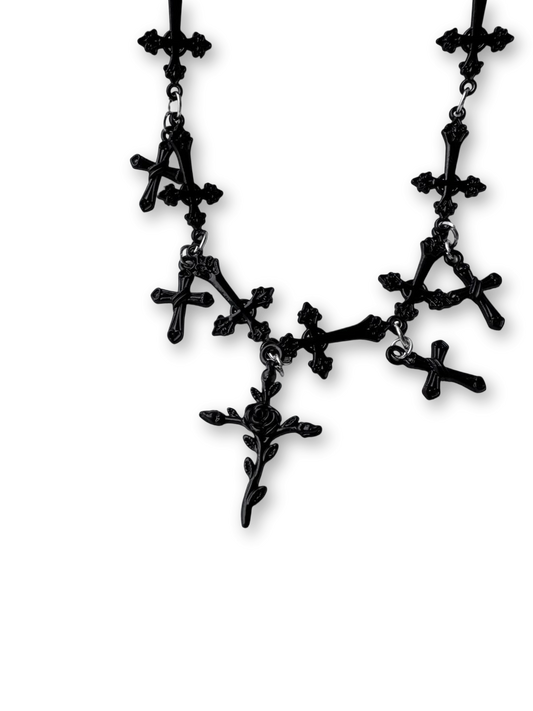 Rosette Cross Necklace | Gothic Elegance & Poetic Design (Limited Edition)