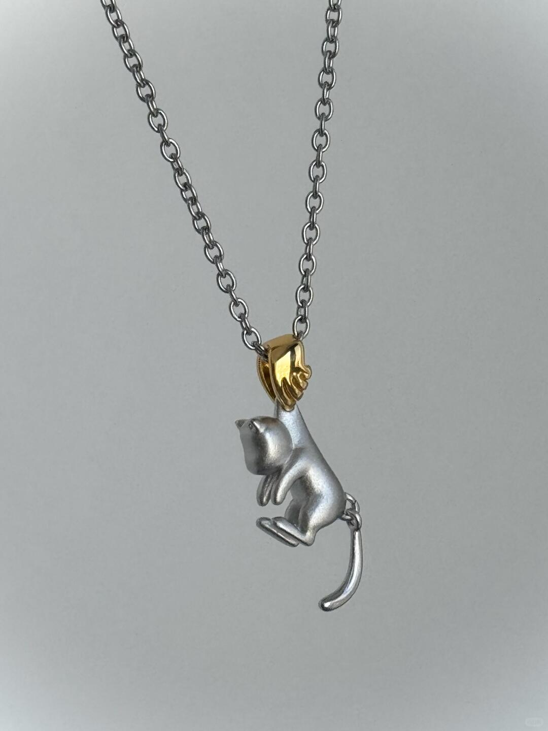 Caught Again | Playful Kitten Charm Necklace (Y2K One-of-a-Kind)