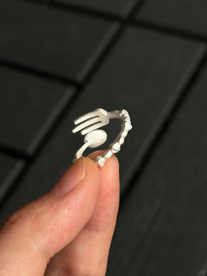 Handcrafted | Fishbone Fork Spoon Ring with Playful Precision