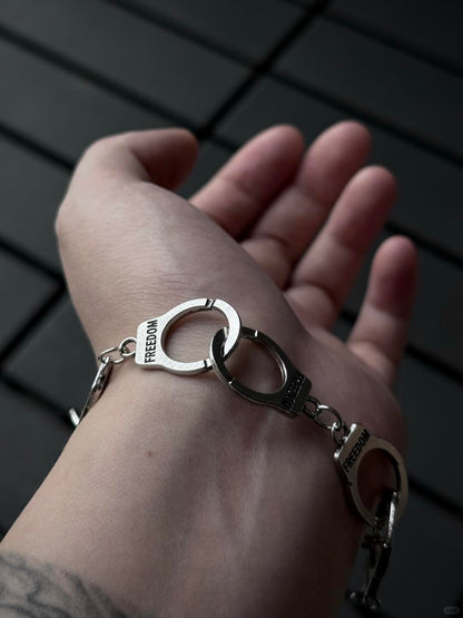 Freedom Handcuff Bracelet | Cold Aesthetic Double-Cuff Chain for Subtle Rebels