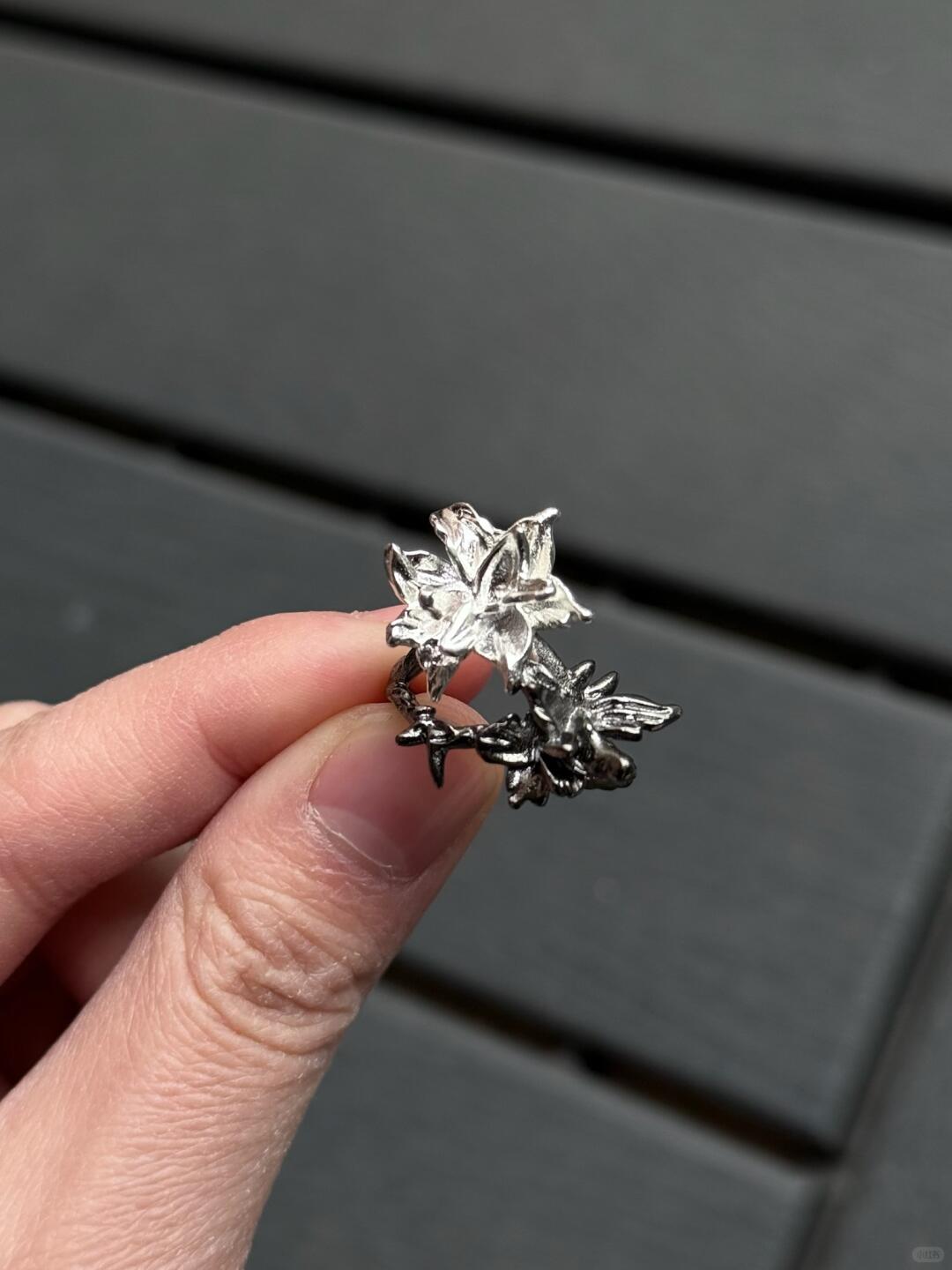 Twin Blossoms | Dual Bloom Statement Ring (Y2K Limited)