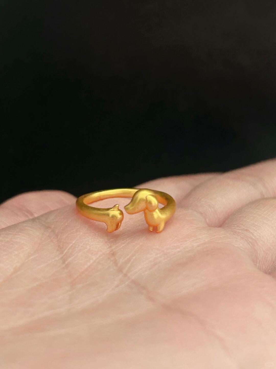 Golden Pup Embrace | Dog Hug Statement Ring (Y2K Limited)