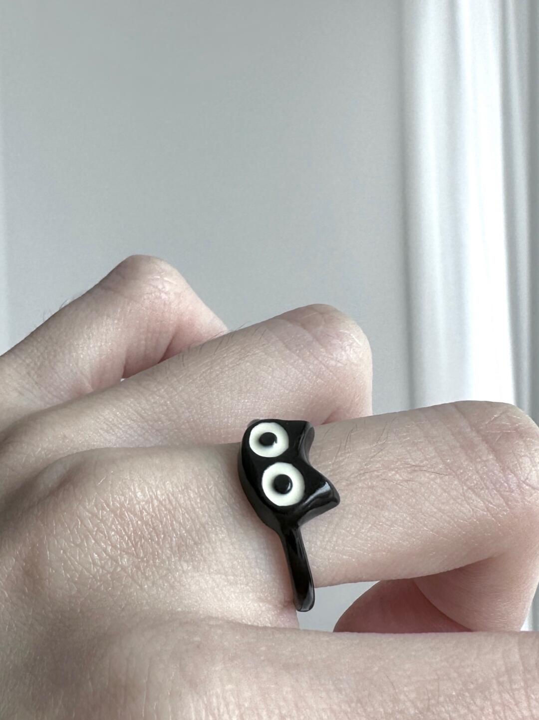 Xiao Hei | Wandering Cat Spirit Companion Statement Ring (Y2K Limited)