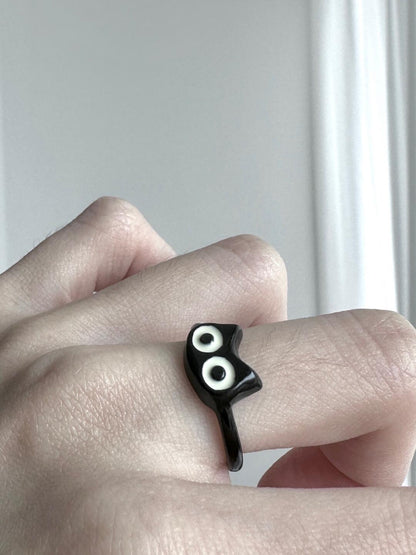 Xiao Hei | Wandering Cat Spirit Companion Statement Ring (Y2K Limited)
