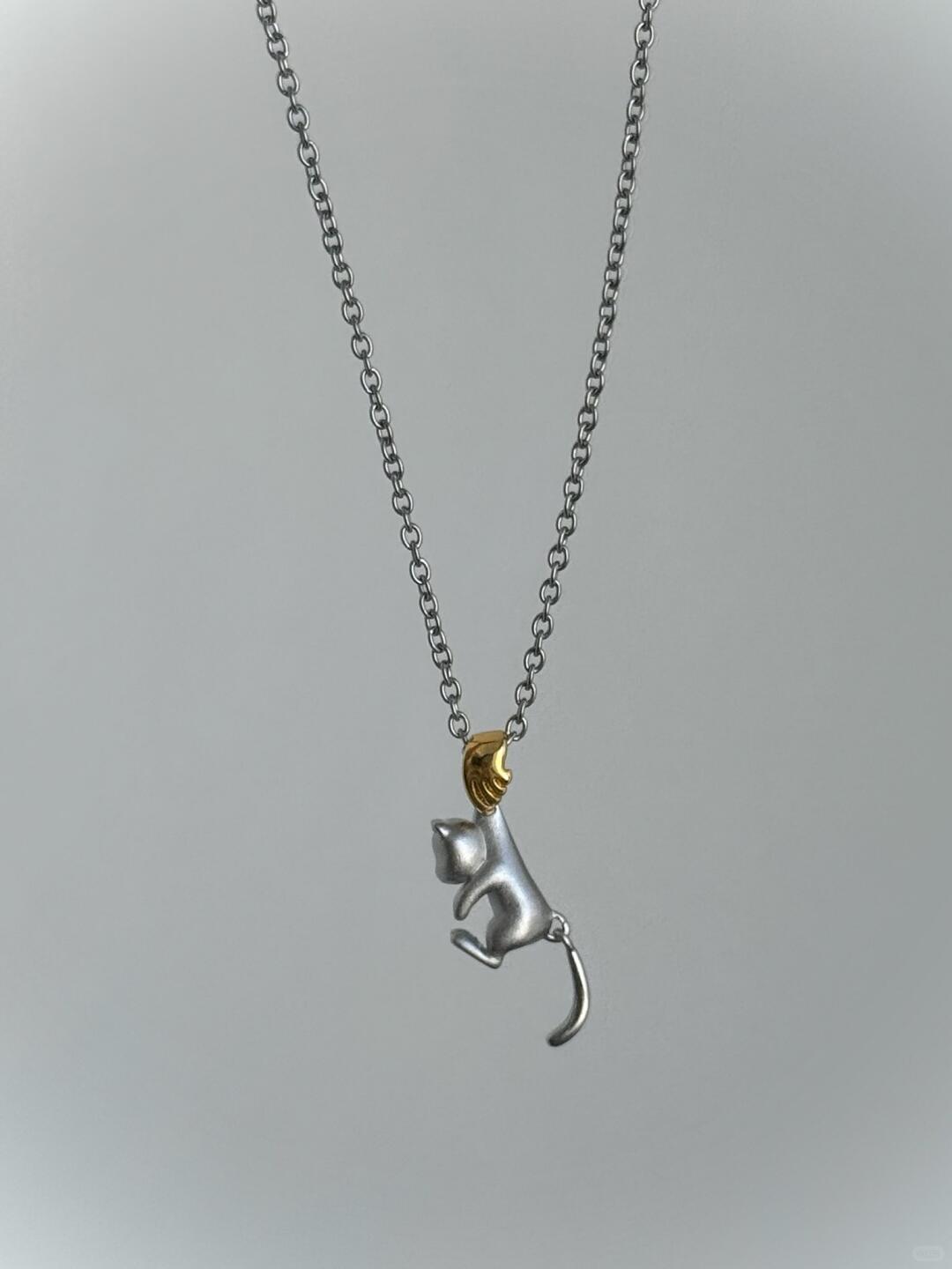 Caught Again | Playful Kitten Charm Necklace (Y2K One-of-a-Kind)