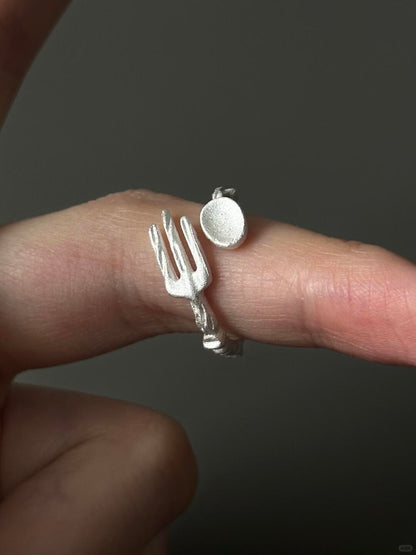 Handcrafted | Fishbone Fork Spoon Ring with Playful Precision