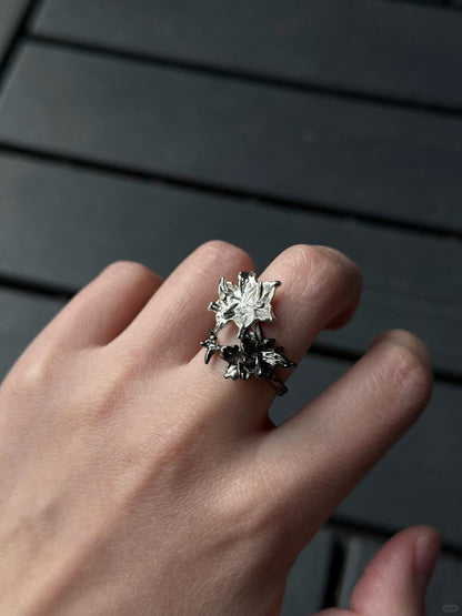 Twin Blossoms | Dual Bloom Statement Ring (Y2K Limited)