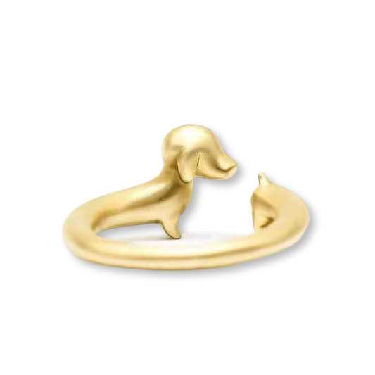 Golden Pup Embrace | Dog Hug Statement Ring (Y2K Limited)