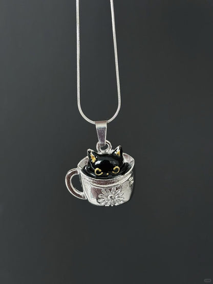 Black Cat Necklace for the Watchful and Unfollowed