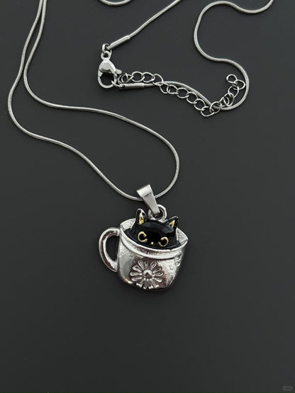 Black Cat Necklace for the Watchful and Unfollowed