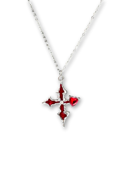 Blood-Red Cross Necklace | Gothic Scarlet Elegance & Dark Design (Limited Edition)
