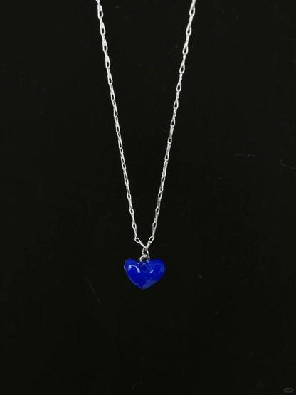 Blue Heart Necklace | Deep Blue Elegance & Poetic Design (Limited Edition)