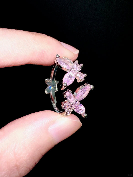 Sakura Whisper | Butterfly & Blossom Ring (Y2K Limited)
