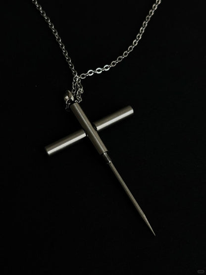 Hidden Blade Cross Necklace | Gothic Portable Knife Pendant for Urban Edge