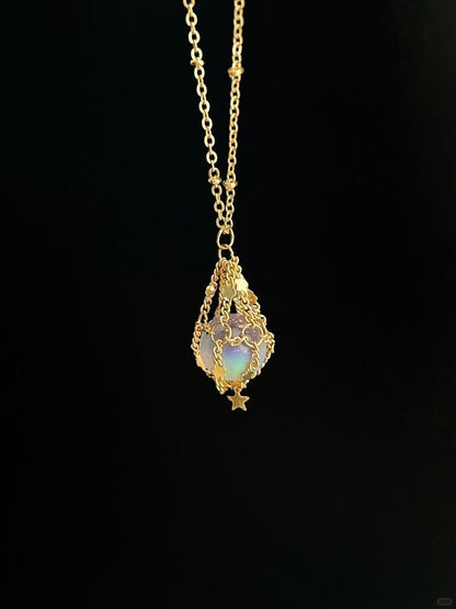 Stellar Dreamcatcher | Golden Aurora Net Dream Necklace (Y2K Limited)