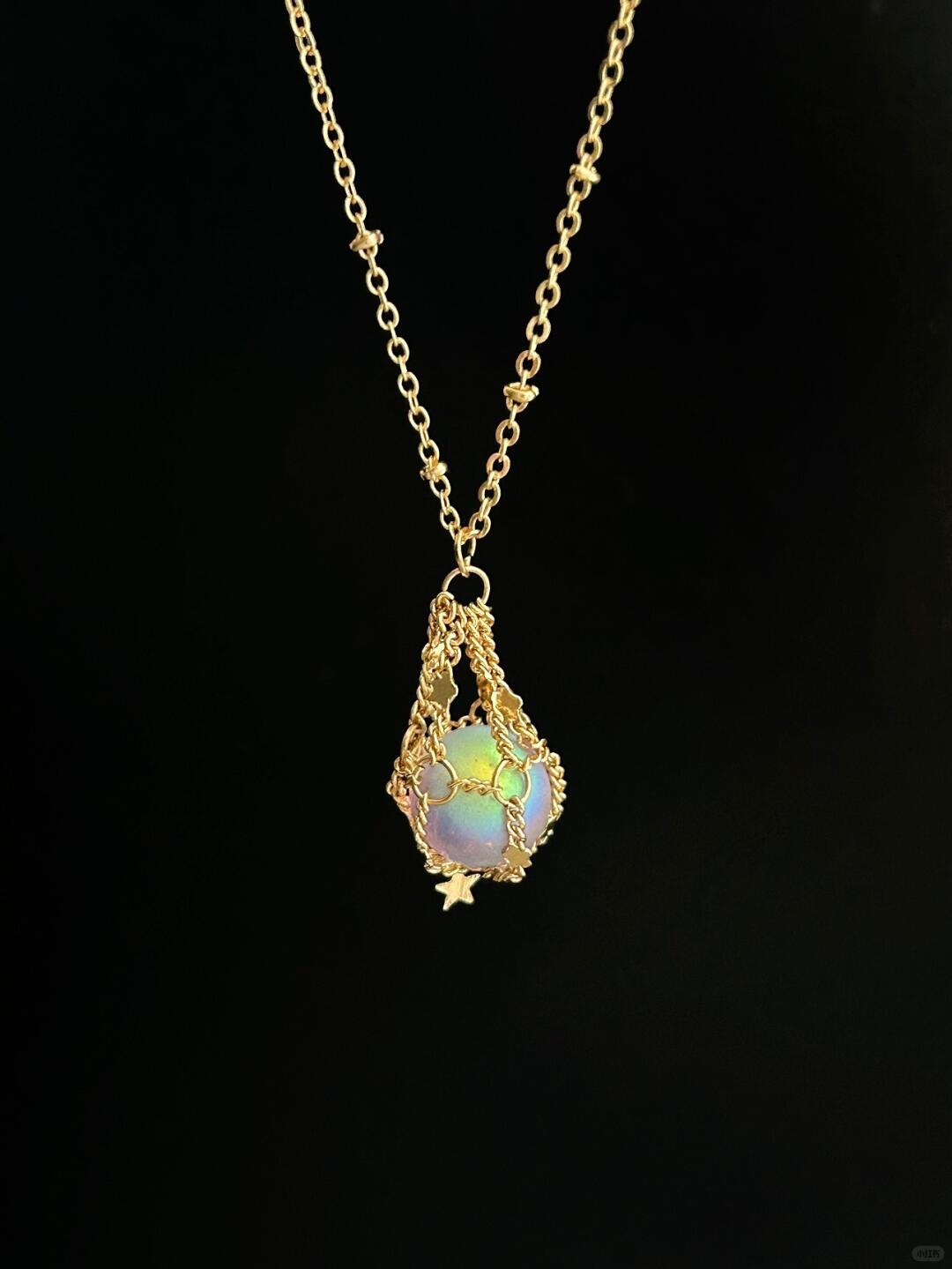Stellar Dreamcatcher | Golden Aurora Net Dream Necklace (Y2K Limited)