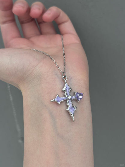 Purple Stigmata Necklace | Gothic Elegance & Poetic Design (Limited Edition)