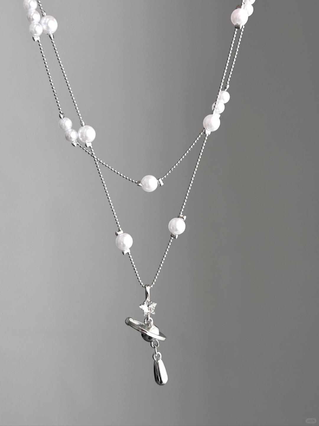 Saturn Pearl Necklace | Cosmic Elegance & Poetic Beauty (Limited Edition)