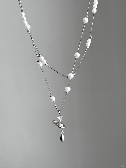 Saturn Pearl Necklace | Cosmic Elegance & Poetic Beauty (Limited Edition)