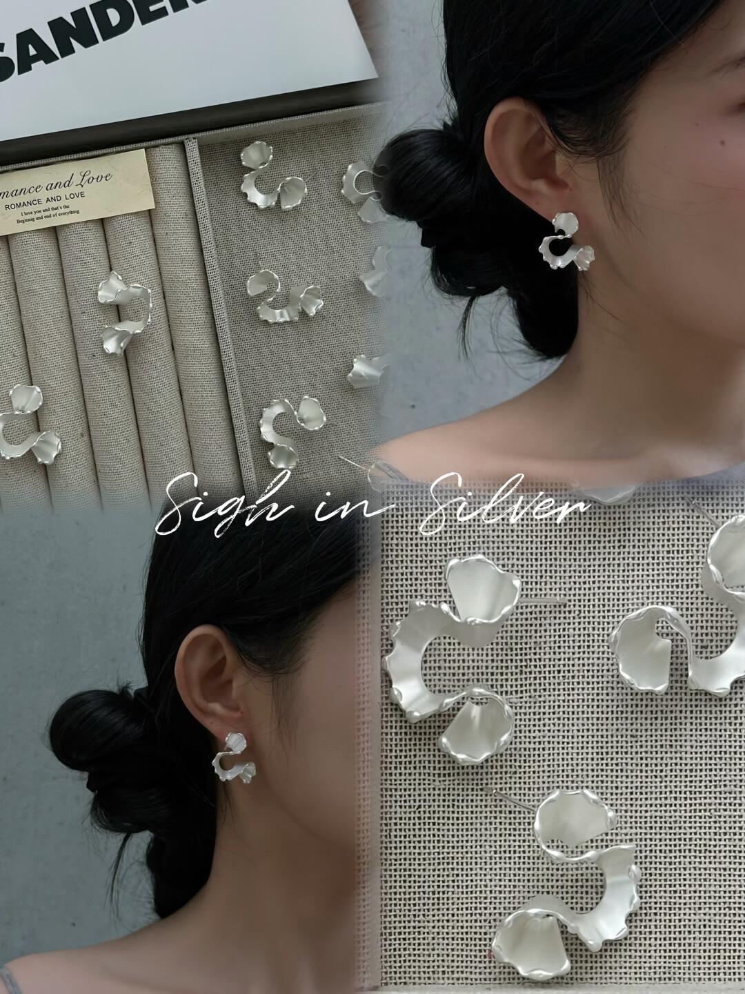 Y2Bling Sigh in Silver Earrings | Cold Satin (Limited Edition)