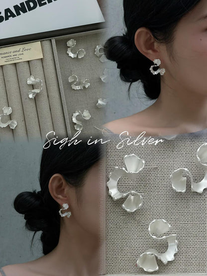 Y2Bling Sigh in Silver Earrings | Cold Satin (Limited Edition)