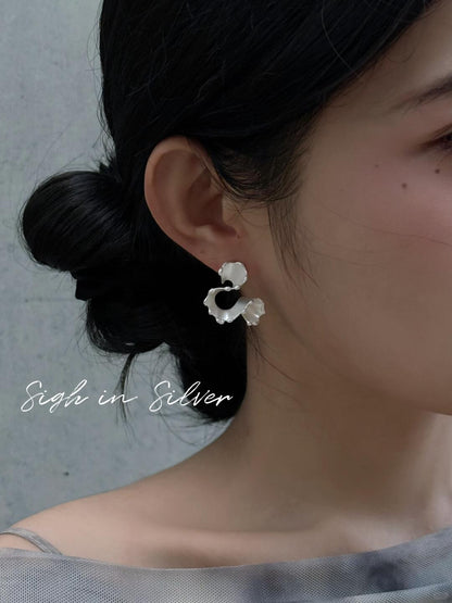 Y2Bling Sigh in Silver Earrings | Cold Satin (Limited Edition)