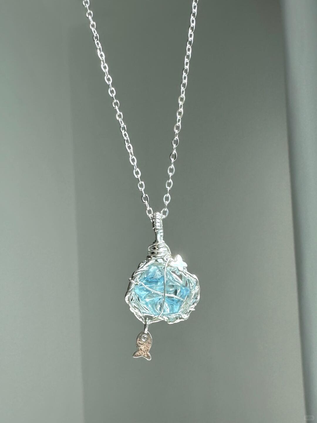 Summer Dreamcatcher | Frozen Ocean Crystal Pendant Necklace (Y2K Limited)