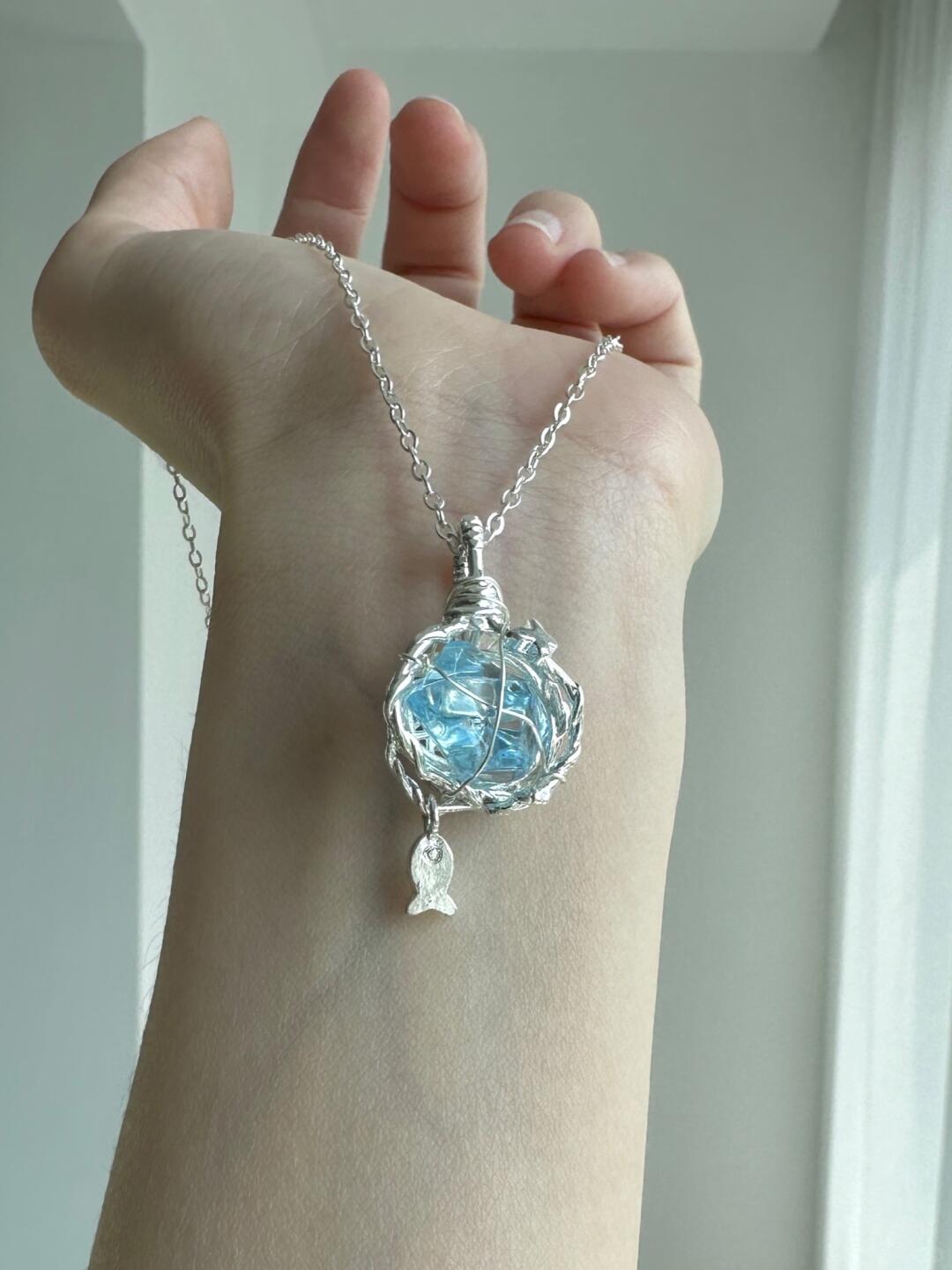 Summer Dreamcatcher | Frozen Ocean Crystal Pendant Necklace (Y2K Limited)
