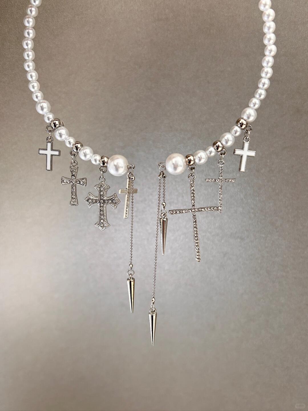 PearlCr Cross Necklace | Gothic Elegance & Grand Escape (Limited Edition)