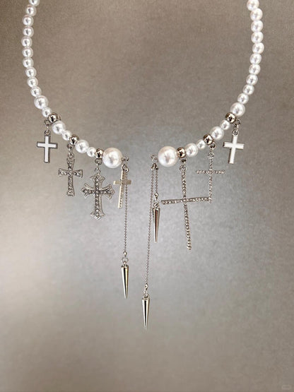 PearlCr Cross Necklace | Gothic Elegance & Grand Escape (Limited Edition)