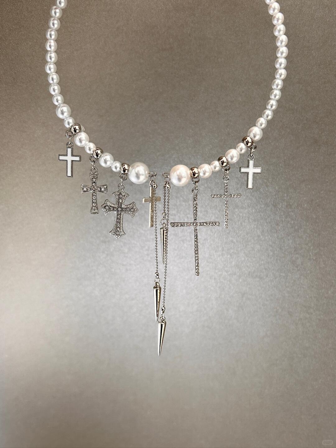 PearlCr Cross Necklace | Gothic Elegance & Grand Escape (Limited Edition)