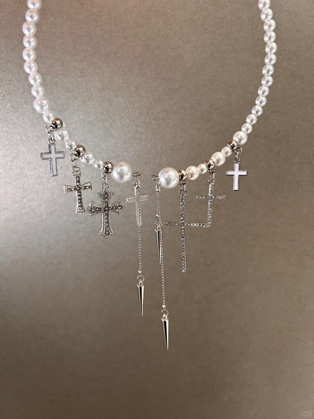 PearlCr Cross Necklace | Gothic Elegance & Grand Escape (Limited Edition)