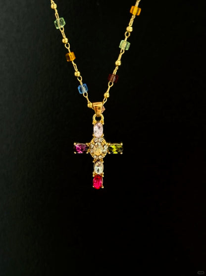Vintage Stained Glass | Colorful Pilgrimage Light Necklace (Y2K Limited)