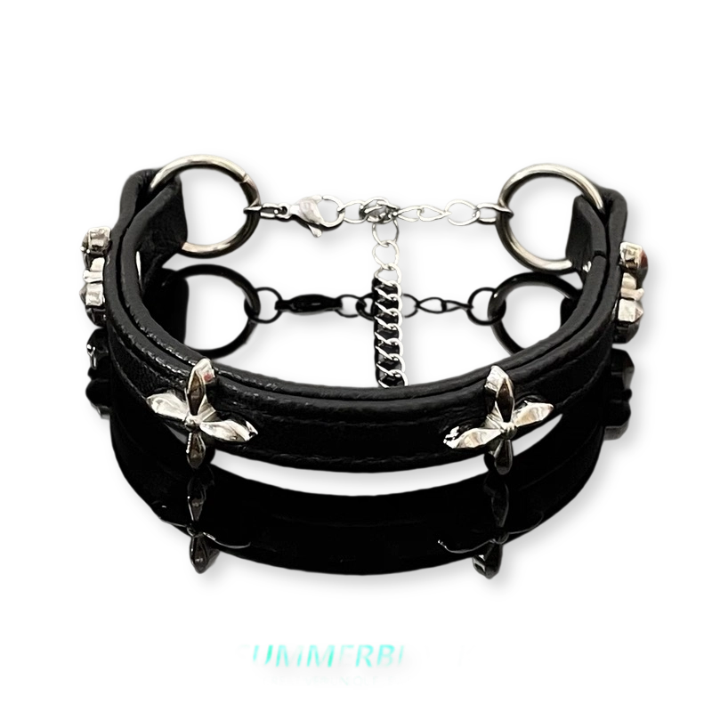Force Bloom | “Have You Pushed Hard Enough?” Floral Leather Bracelet (Y2K Limited)