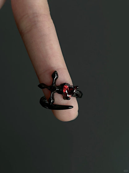 Scarlet Heart Memory | Crimson Stone & Blade Remembrance Ring (Y2K Limited)